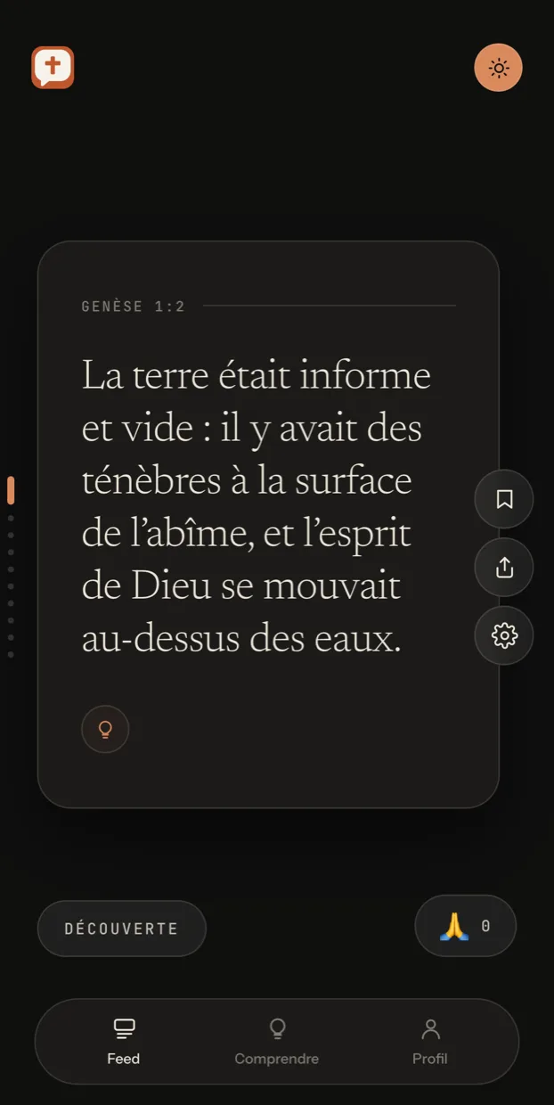 Le feed en thème sombre